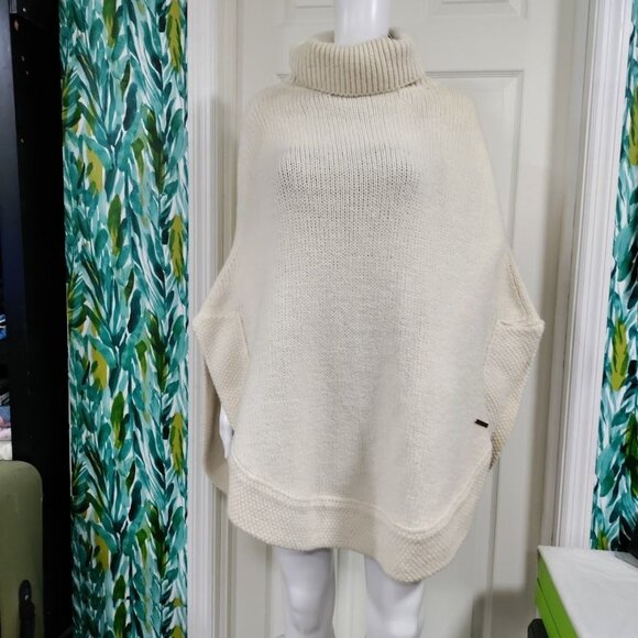 Flavio Castellani Womens Alpaca Merino Turtleneck Poncho Sweater Size 44/L - Picture 5 of 13